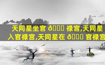天同星坐官 🐋 禄宫,天同星入官禄宫,天同星在 🍁 官禄宫